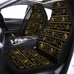 Black And Gold Warli Pattern Print Universal Fit Car Seat Covers
