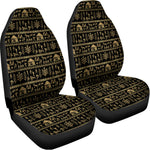 Black And Gold Warli Pattern Print Universal Fit Car Seat Covers