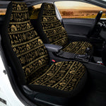 Black And Gold Warli Pattern Print Universal Fit Car Seat Covers