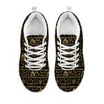 Black And Gold Warli Pattern Print White Sneakers