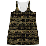 Black And Gold Warli Pattern Print Women's Racerback Tank Top