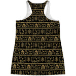 Black And Gold Warli Pattern Print Women's Racerback Tank Top