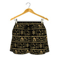 Black And Gold Warli Pattern Print Women's Shorts