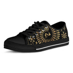 Black And Gold Warli Tribal Print Black Low Top Shoes 