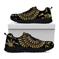 Black And Gold Warli Tribal Print Black Running Shoes