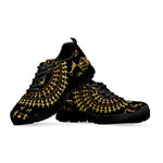 Black And Gold Warli Tribal Print Black Sneakers
