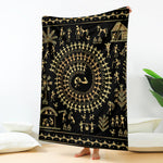 Black And Gold Warli Tribal Print Blanket