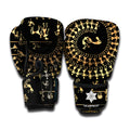 Black And Gold Warli Tribal Print Boxing Gloves