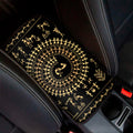 Black And Gold Warli Tribal Print Car Center Console Cover
