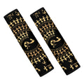 Black And Gold Warli Tribal Print Car Seat Belt Covers