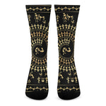 Black And Gold Warli Tribal Print Crew Socks