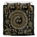 Black And Gold Warli Tribal Print Duvet Cover Bedding Set