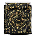 Black And Gold Warli Tribal Print Duvet Cover Bedding Set