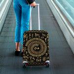 Black And Gold Warli Tribal Print Luggage Cover