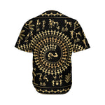 Black And Gold Warli Tribal Print Men's Baseball Jersey