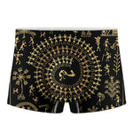 Black And Gold Warli Tribal Print Men's Boxer Briefs