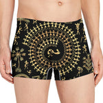 Black And Gold Warli Tribal Print Men's Boxer Briefs
