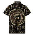 Black And Gold Warli Tribal Print Men's Short Sleeve Shirt