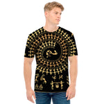 Black And Gold Warli Tribal Print Men's T-Shirt