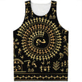 Black And Gold Warli Tribal Print Men's Tank Top