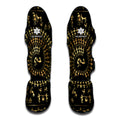 Black And Gold Warli Tribal Print Muay Thai Shin Guards