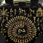 Black And Gold Warli Tribal Print Pet Car Back Seat Cover