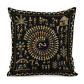 Black And Gold Warli Tribal Print Pillow Cover