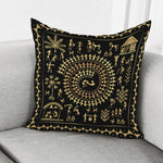 Black And Gold Warli Tribal Print Pillow Cover
