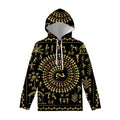 Black And Gold Warli Tribal Print Pullover Hoodie