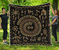 Black And Gold Warli Tribal Print Quilt