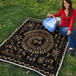 Black And Gold Warli Tribal Print Quilt