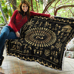 Black And Gold Warli Tribal Print Quilt