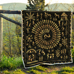 Black And Gold Warli Tribal Print Quilt