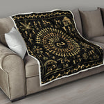 Black And Gold Warli Tribal Print Quilt