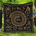 Black And Gold Warli Tribal Print Quilt