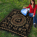 Black And Gold Warli Tribal Print Quilt