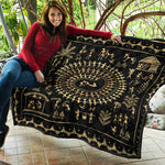 Black And Gold Warli Tribal Print Quilt