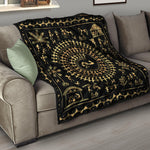 Black And Gold Warli Tribal Print Quilt