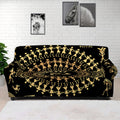 Black And Gold Warli Tribal Print Sofa Cover