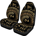 Black And Gold Warli Tribal Print Universal Fit Car Seat Covers
