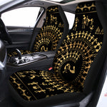 Black And Gold Warli Tribal Print Universal Fit Car Seat Covers
