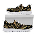 Black And Gold Warli Tribal Print White Running Shoes