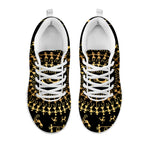 Black And Gold Warli Tribal Print White Sneakers