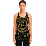 Black And Gold Warli Tribal Print Women's Racerback Tank Top