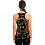 Black And Gold Warli Tribal Print Women's Racerback Tank Top