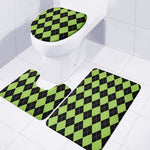 Black And Green Argyle Pattern Print 3 Piece Bath Mat Set