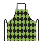 Black And Green Argyle Pattern Print Apron