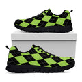 Black And Green Argyle Pattern Print Black Running Shoes