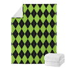 Black And Green Argyle Pattern Print Blanket