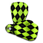 Black And Green Argyle Pattern Print Boxing Gloves